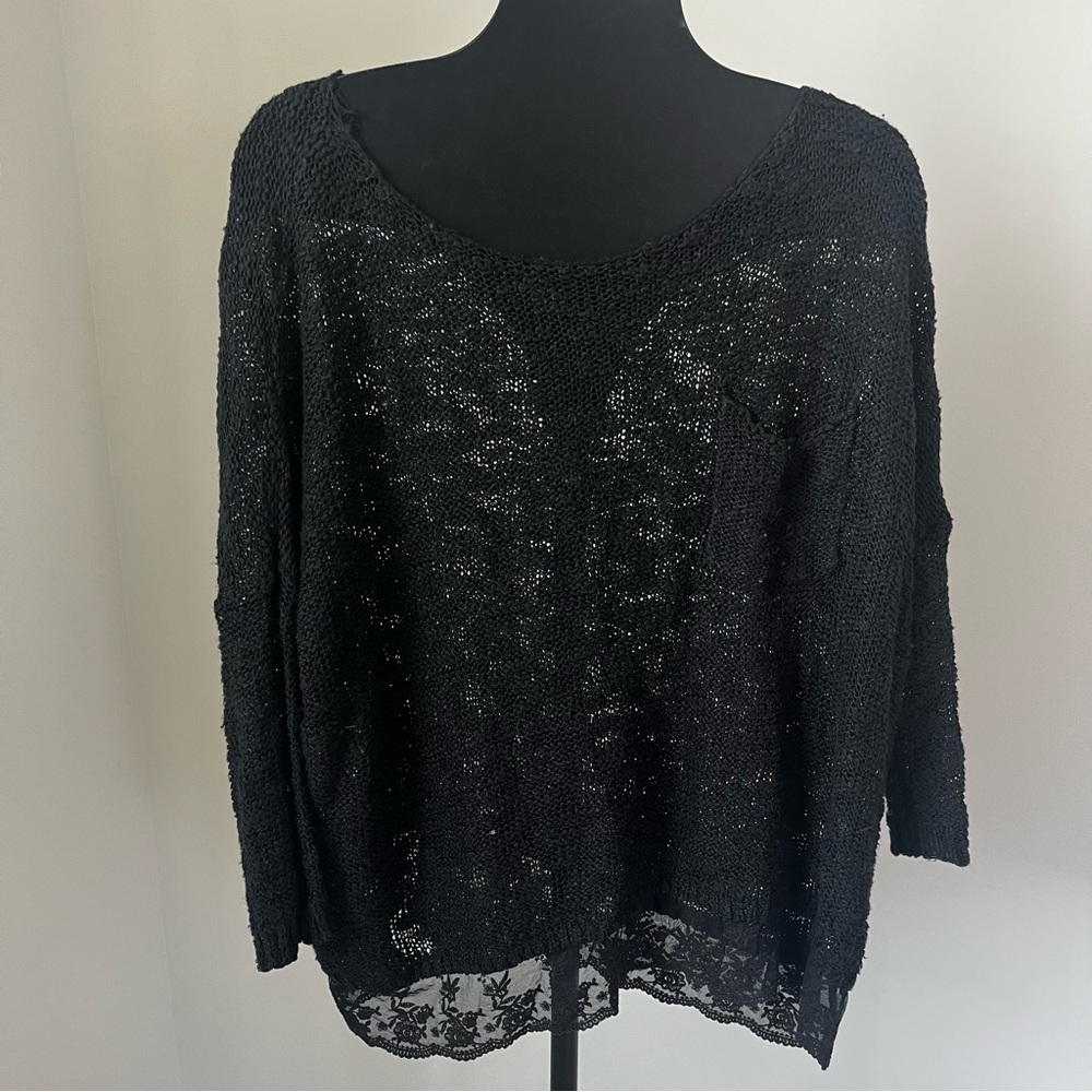 Abercrombie & Fitch  size Medium / Large Black Sheer Knit Sweater